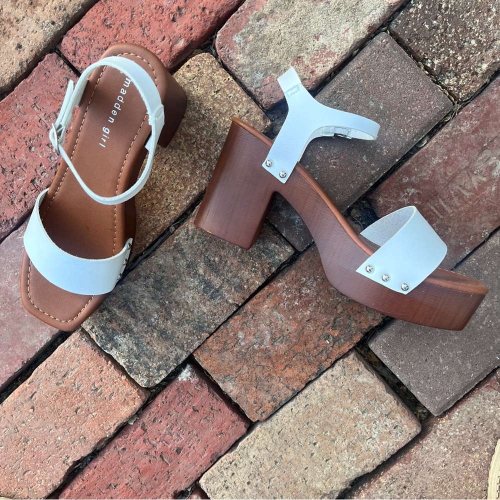 Madden Girl White and Brown Platform Shoes